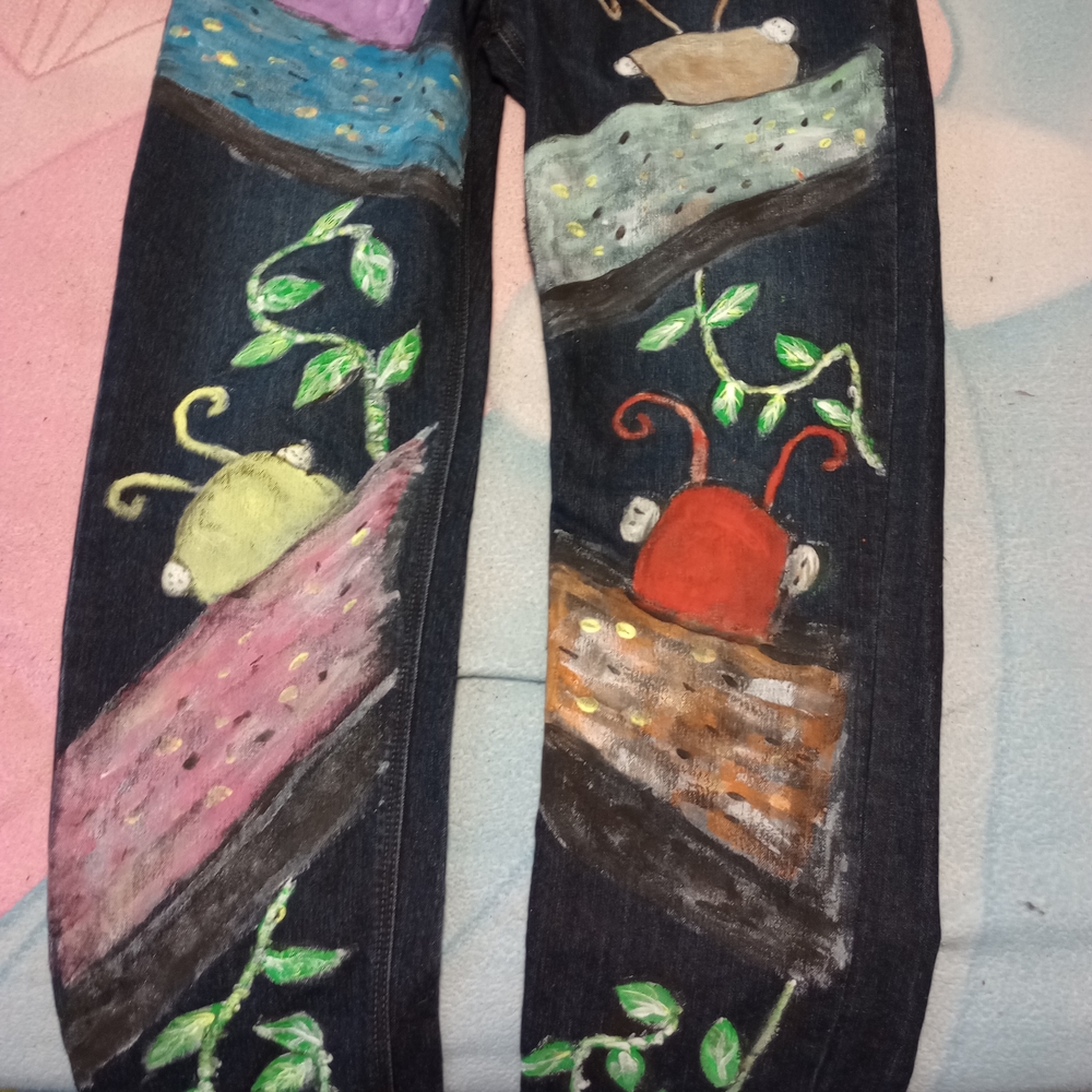 Up cycle Artistic Painted Men's Straight Jeans